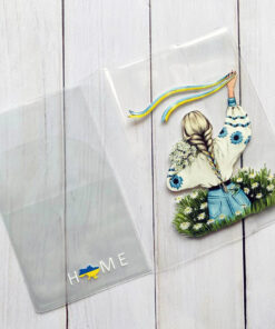 Обкладинка на паспорт книжечку Дівчина зі стрічкою (патріотичний принт 17)