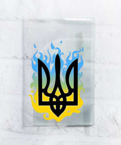 Обкладинка на паспорт книжечку Тризуб Полум'я (патріотичний принт 257)