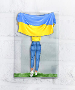 Обкладинка на паспорт книжечку Дівчина з прапором (патріотичний принт 263)