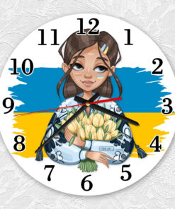Годинник настінний Дівчина з тюльпанами (принт 22)