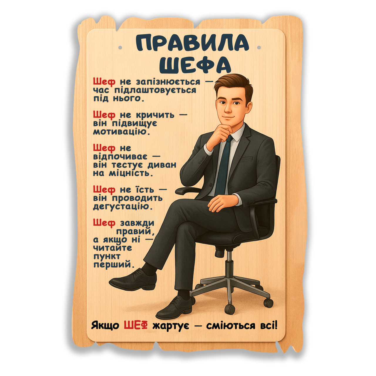 Подарунковий постер табличка Правила шефа 20х28 см