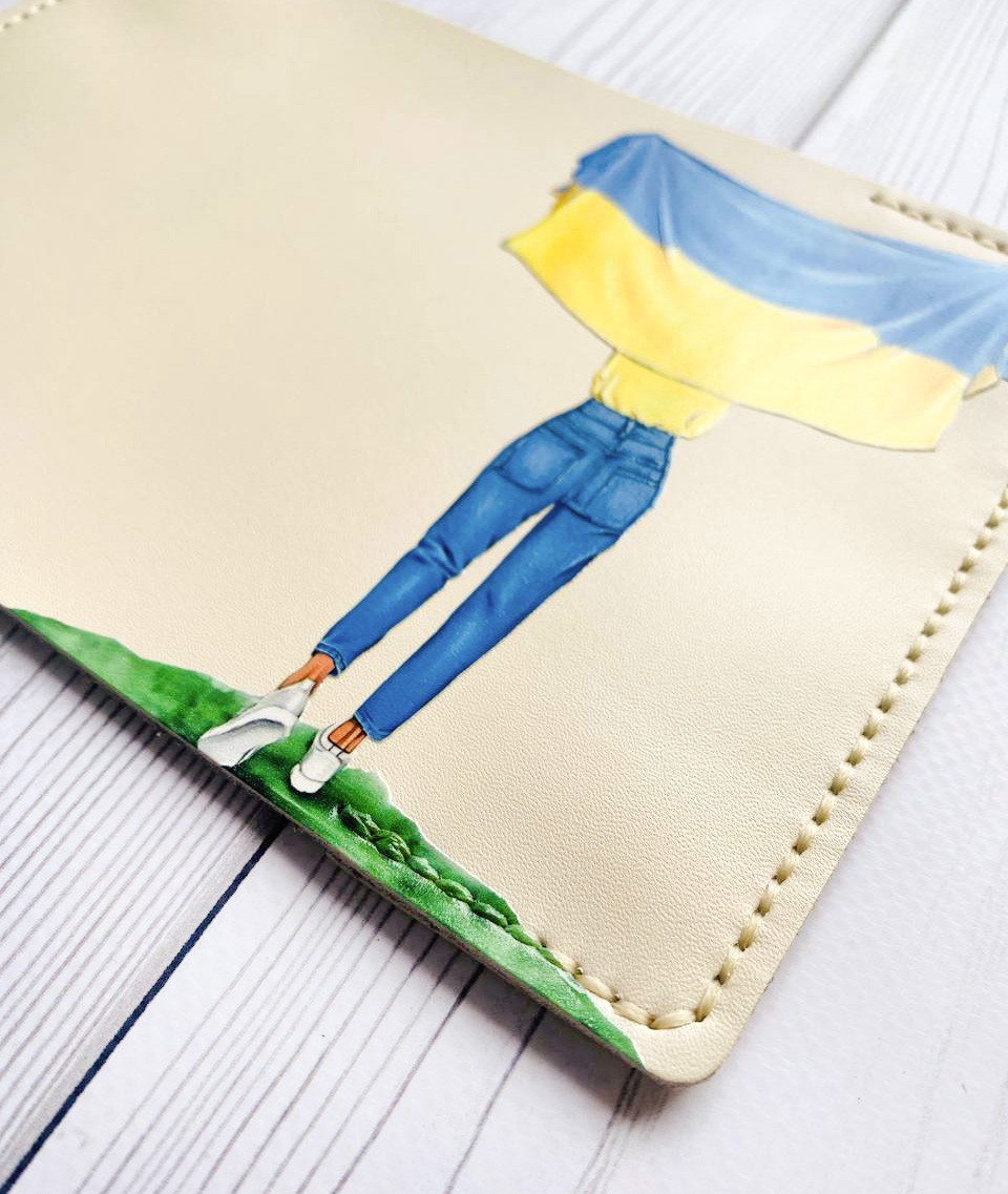 Шкіряна обкладинка на паспорт книжку Біла (принт 263) - Зображення 3
