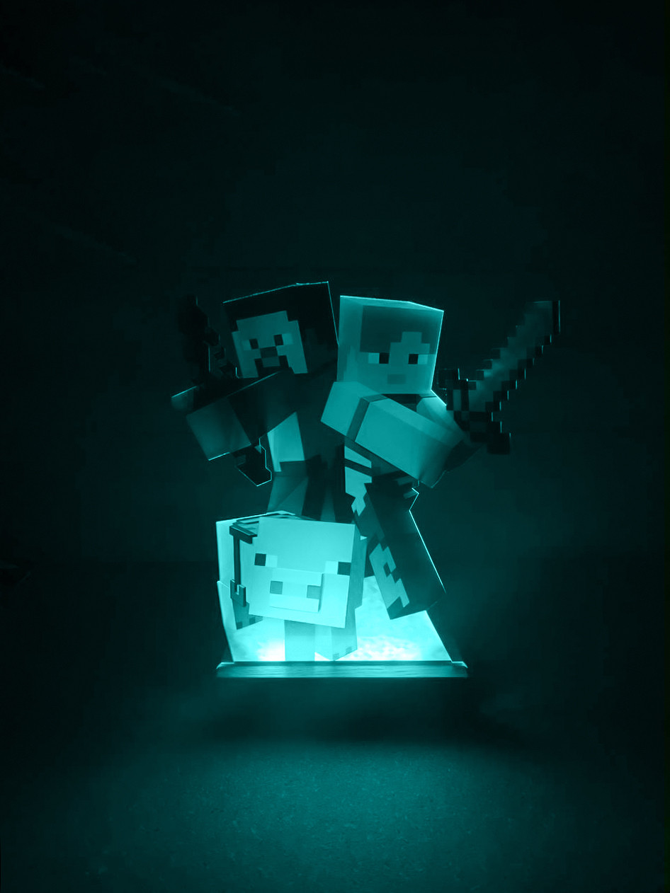 Дитячий нічник Стів і Алекс із Майнкрафт Minecraft (на чорній підставці) - Зображення 6