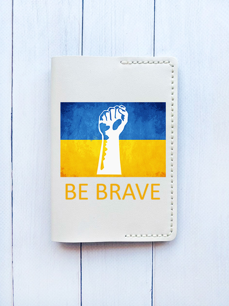 Шкіряна обкладинка на паспорт книжку Біла (принт 42)