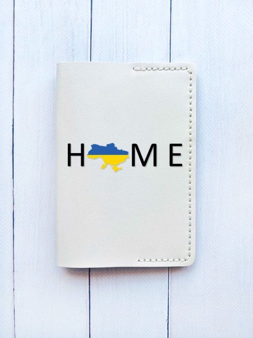 Шкіряна обкладинка на паспорт книжку Біла (принт 72)