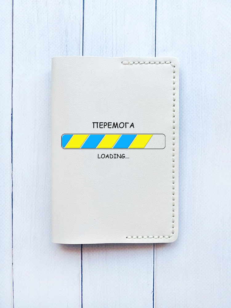Шкіряна обкладинка на паспорт книжку Біла (принт 88)
