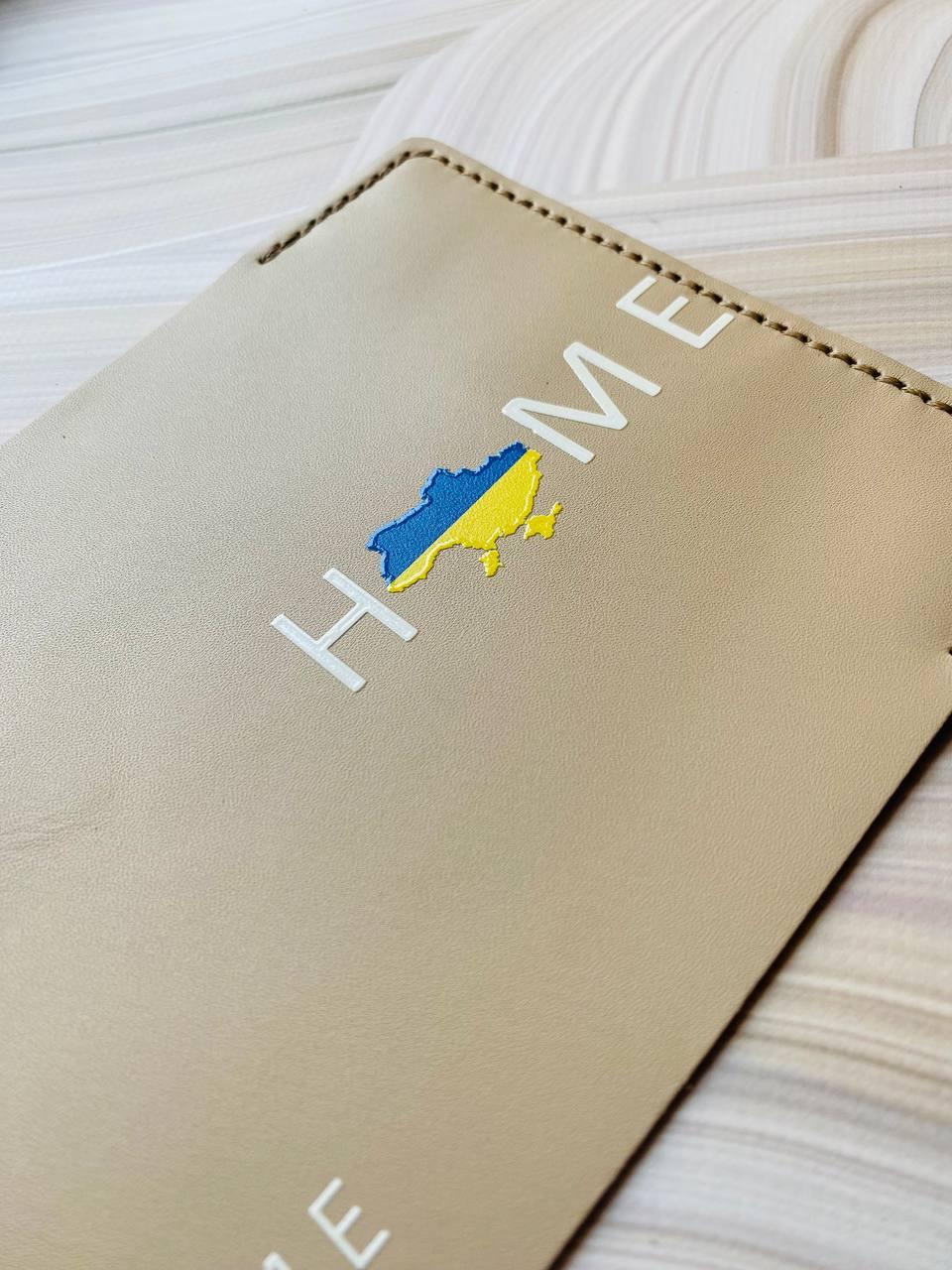 Шкіряна обкладинка на паспорт книжку Бежева (принт 73) - Зображення 4