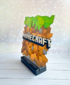 Alternative view of Дитячий нічник Куб Майнкрафт Minecraft (на чорній підставці)