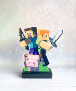 Дитячий нічник Стів і Алекс із Майнкрафт Minecraft (на чорній підставці)