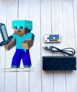 Alternative view of Дитячий нічник Стів із Майнкрафт Minecraft (на чорній підставці)