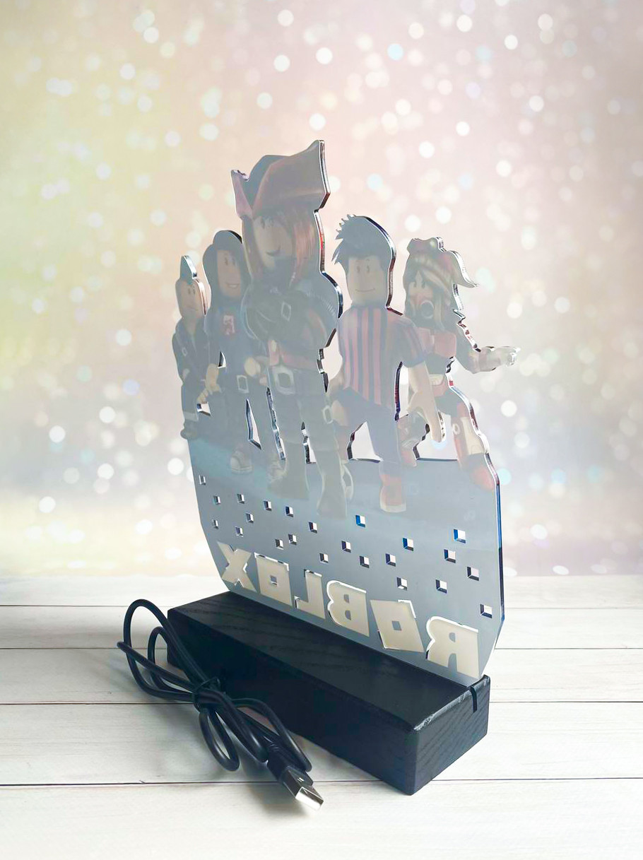 Переносний дитячий нічник Роблокс Roblox з USB роз'ємом (на чорній підставці, дизайн 17) - Зображення 8