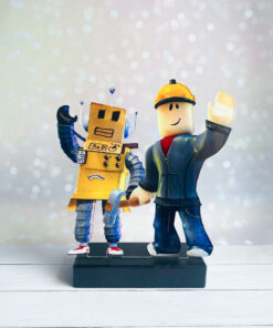 Дитячий нічник Робот і Будівельник з Роблокса Roblox на чорній підставці (дизайн 26)