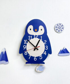Дитячий годинник настінний з маятником :: Пінгвін (40х24 см)
