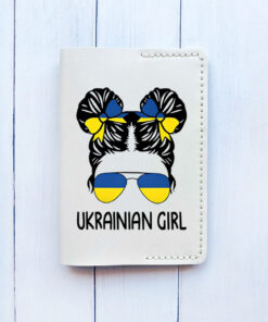 Шкіряна обкладинка на паспорт книжку Біла (принт 113)