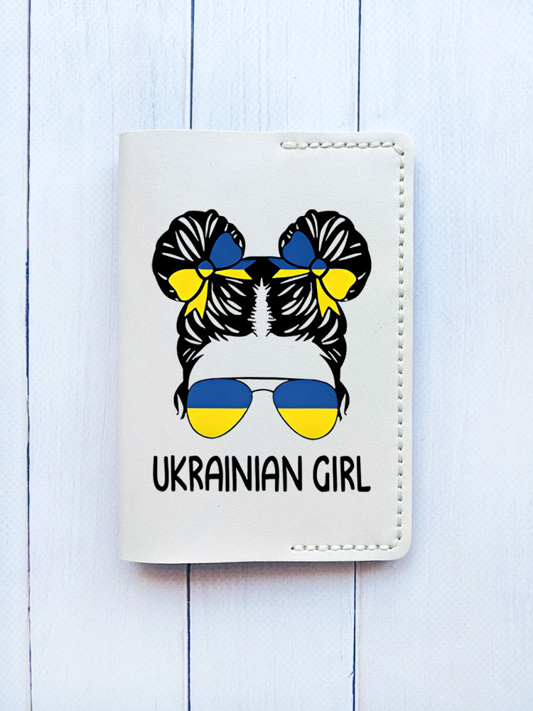 Шкіряна обкладинка на паспорт книжку Біла (принт 113)