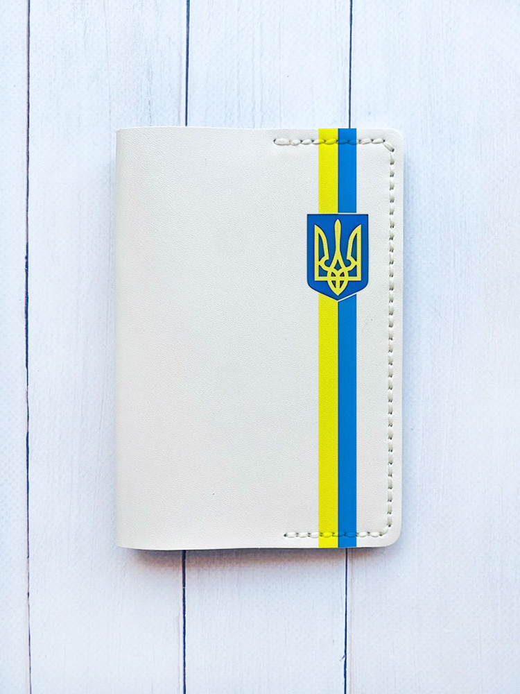 Шкіряна обкладинка на паспорт книжку Біла (принт 253)