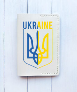 Шкіряна обкладинка на паспорт книжку Біла (принт 254)