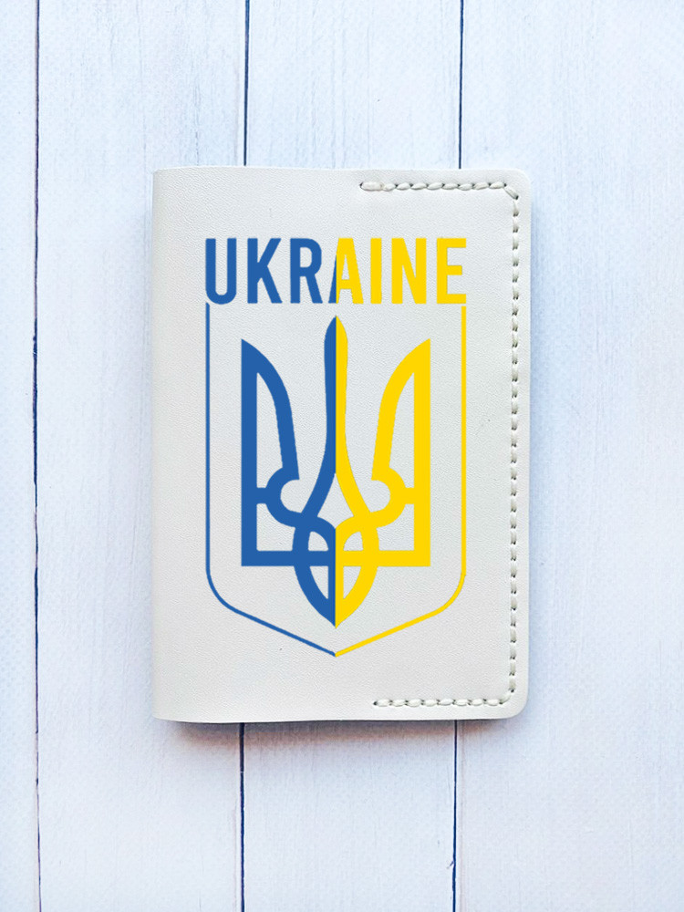 Шкіряна обкладинка на паспорт книжку Біла (принт 254)