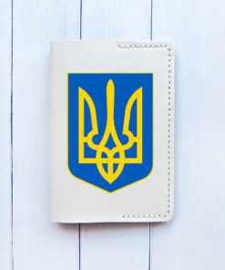 Шкіряна обкладинка на паспорт книжку Біла (принт 256)