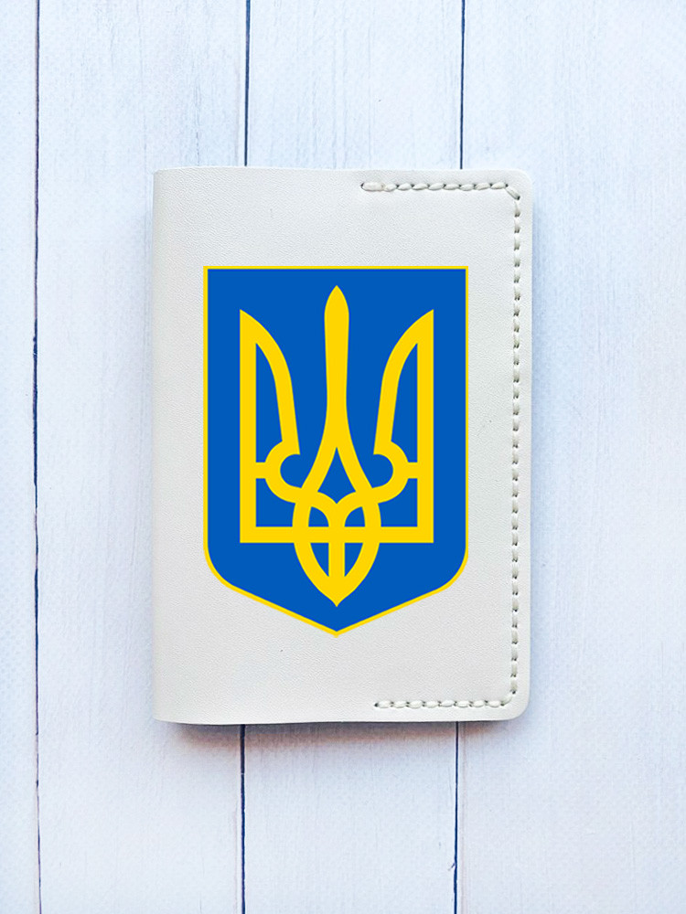 Шкіряна обкладинка на паспорт книжку Біла (принт 256)