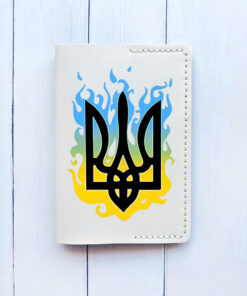 Шкіряна обкладинка на паспорт книжку Біла (принт 257)