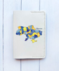 Шкіряна обкладинка на паспорт книжку Біла (принт 261)
