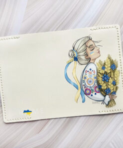 Alternative view of Шкіряна обкладинка на паспорт книжку Біла (принт 173)
