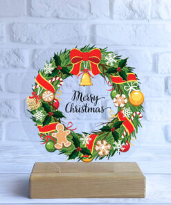 Нічник Святковий Вінок Merry Christmas (дизайн 30)
