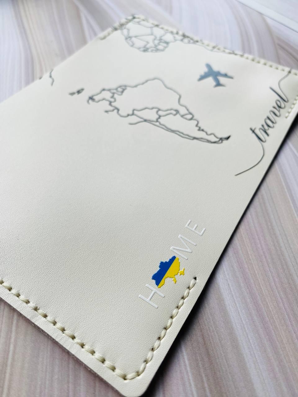 Шкіряна обкладинка на паспорт книжку Біла (принт 330) - Зображення 3