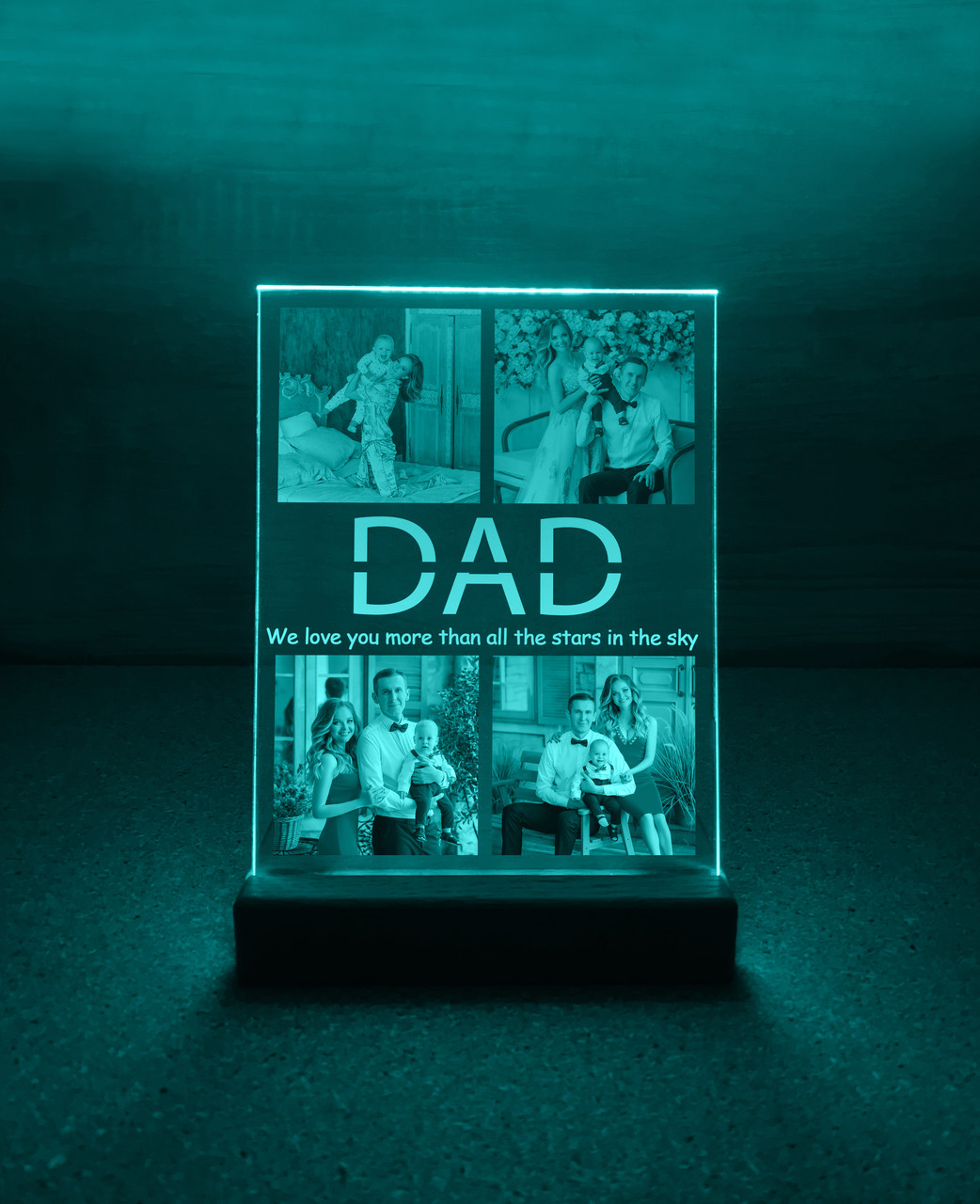Нічник DAD на чорній основі з підсвіткою (фото на акрилі + пульт ДУ)