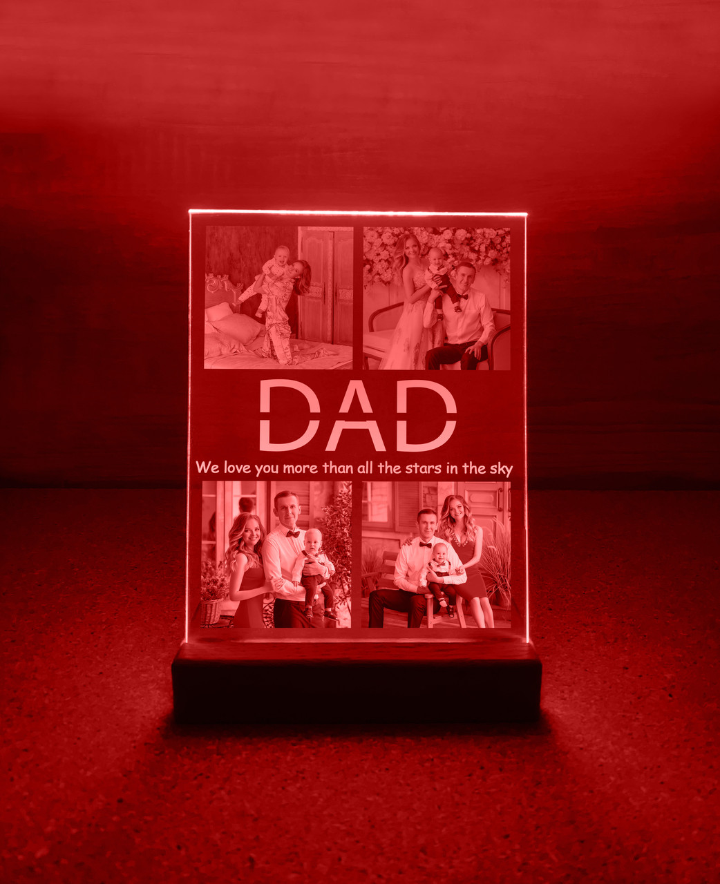 Нічник DAD на чорній основі з підсвіткою (фото на акрилі + пульт ДУ) - Зображення 2