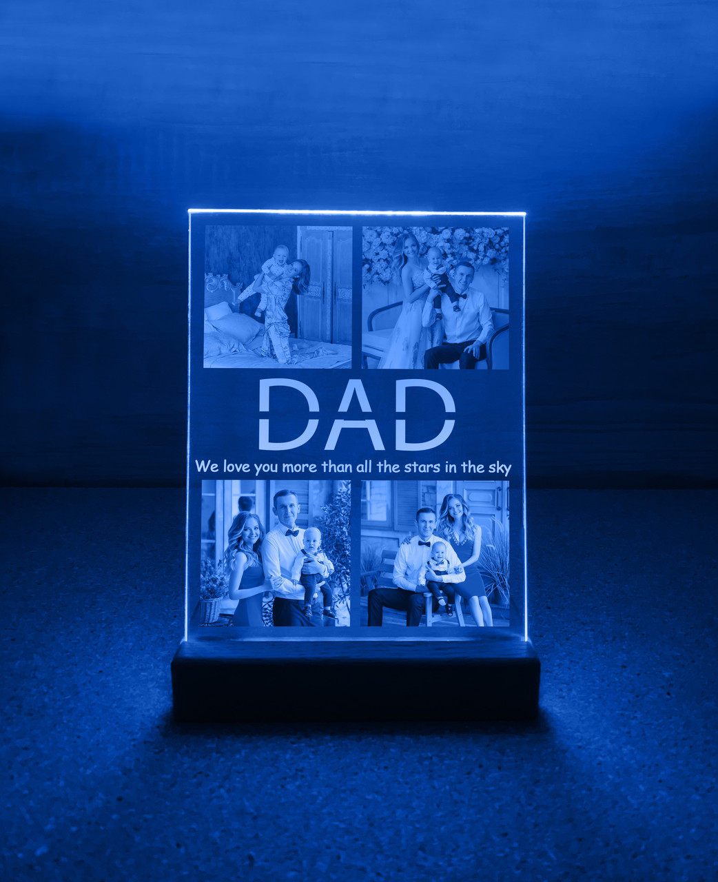 Нічник DAD на чорній основі з підсвіткою (фото на акрилі + пульт ДУ) - Зображення 3