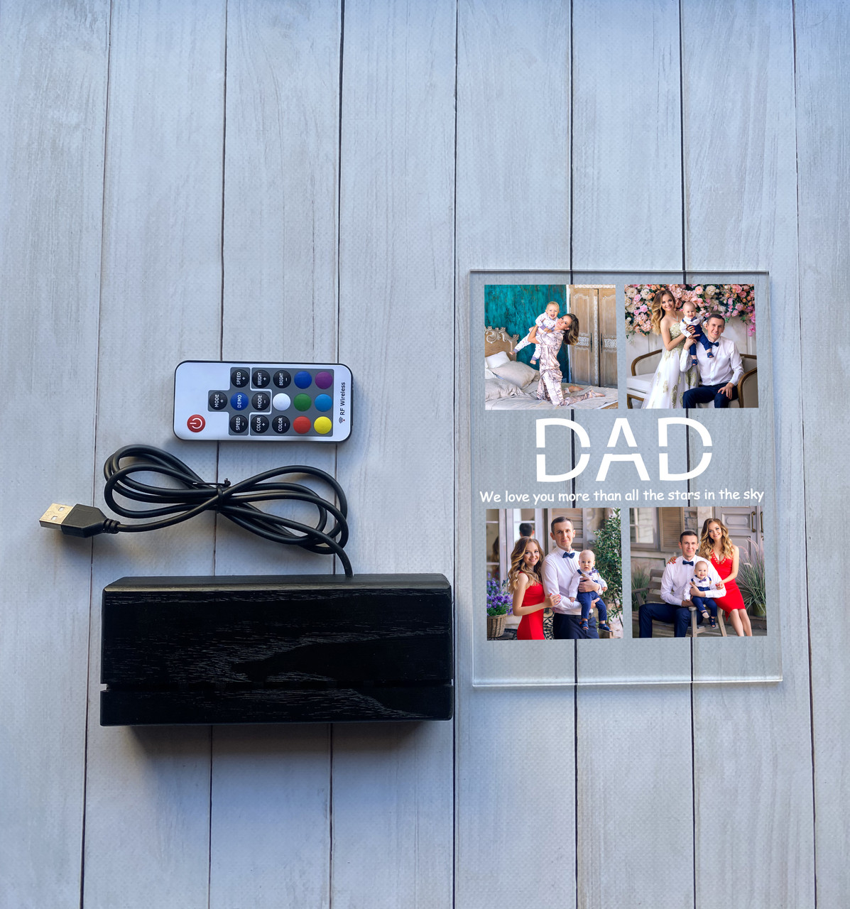 Нічник DAD на чорній основі з підсвіткою (фото на акрилі + пульт ДУ) - Зображення 6