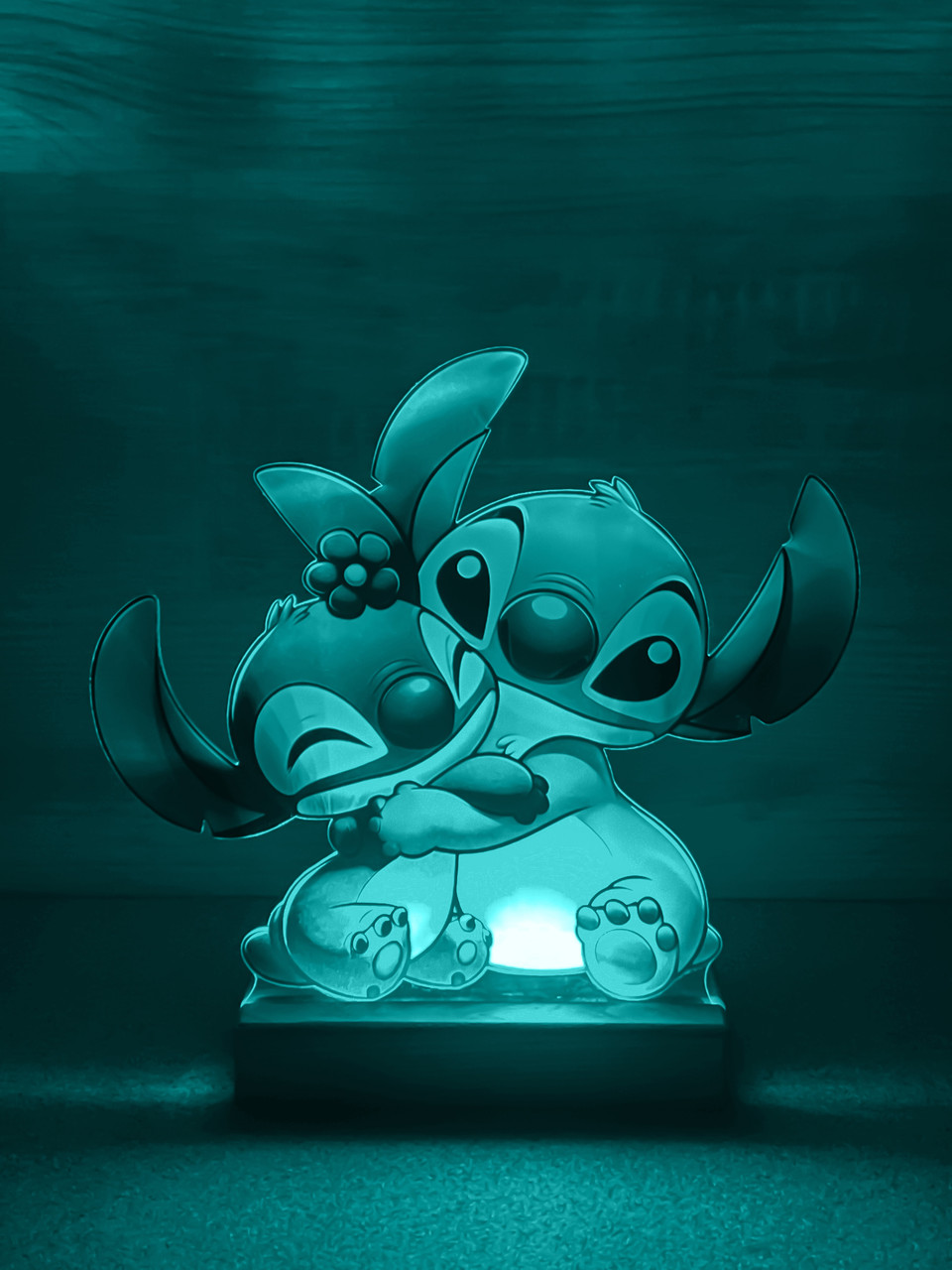 Дитячий нічник Стіч і Ангел/ Stitch and Angel на світлій підставці - Зображення 3
