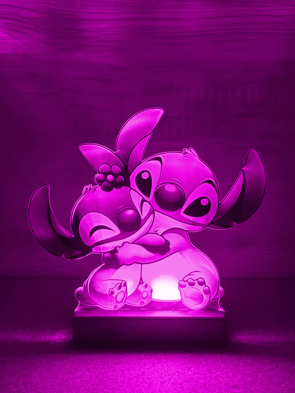 Дитячий нічник Стіч і Ангел/ Stitch and Angel на чорній підставці - Зображення 2