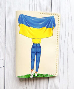 Шкіряна обкладинка на паспорт книжку Біла (принт 263)