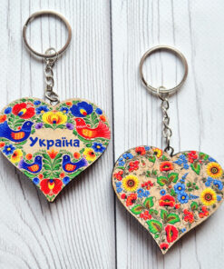 Брелок сердечко Україна (принт b_004)
