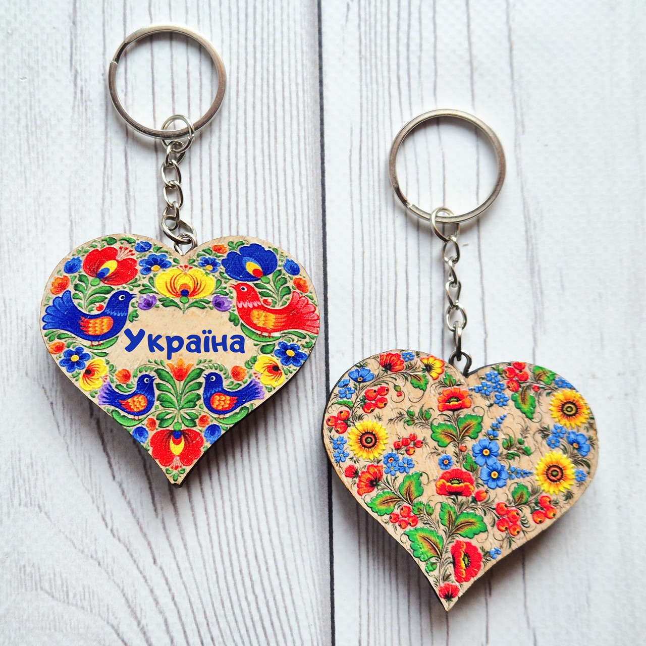 Брелок сердечко Україна (принт b_004)