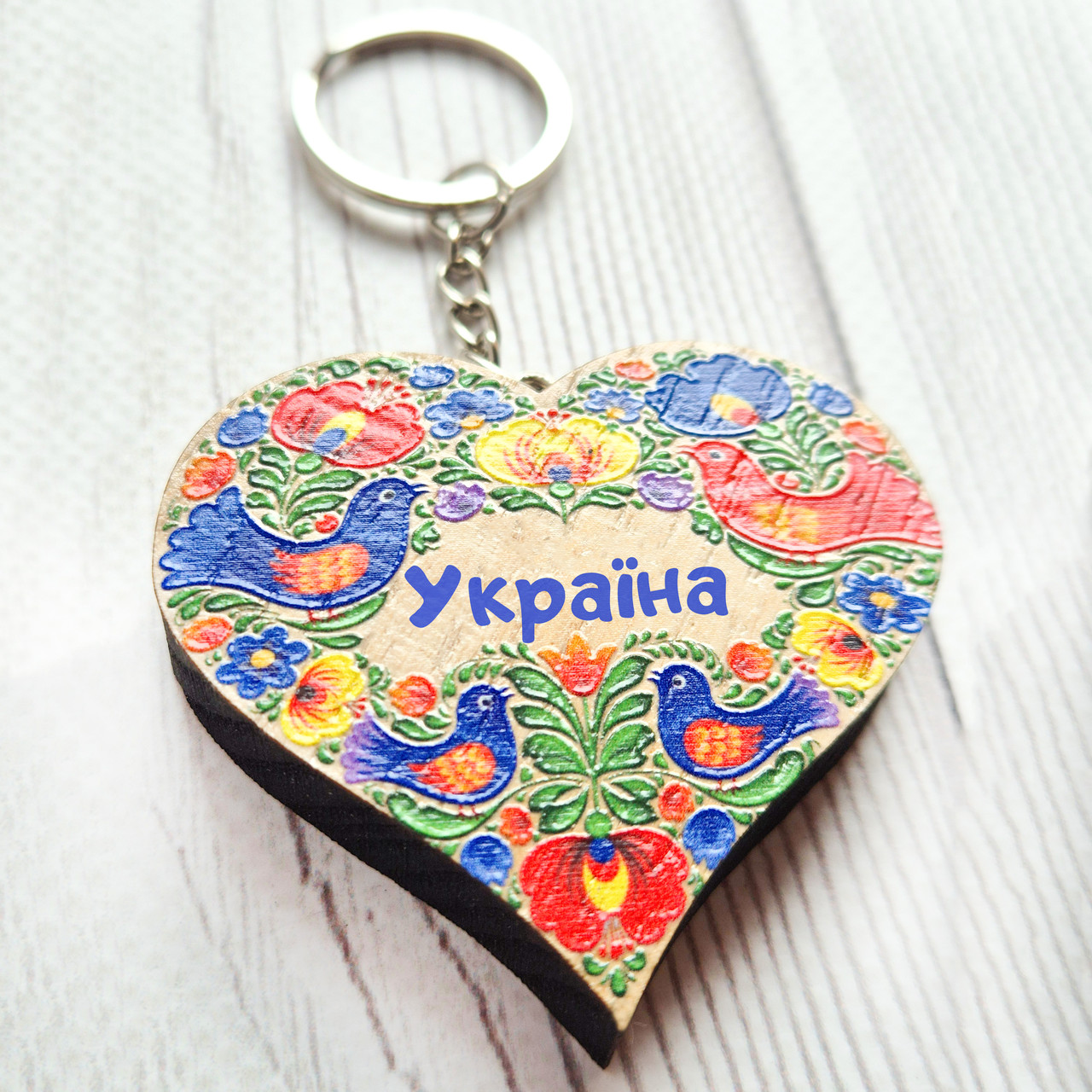 Брелок сердечко Україна (принт b_004) - Зображення 2