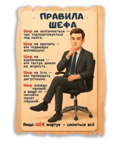 Подарунковий постер табличка Правила шефа 20х28 см