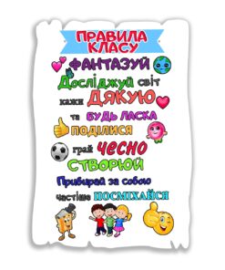Декоративний постер табличка Правила класу 20х28 см