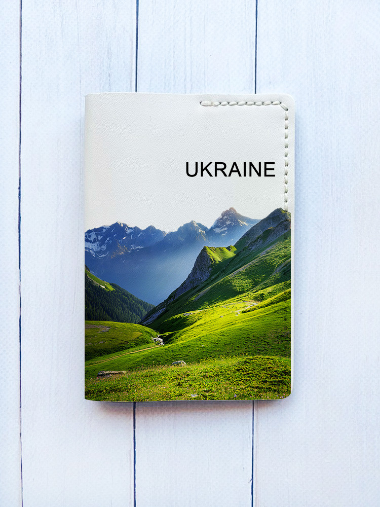 Шкіряна обкладинка на паспорт книжку Біла молочна (принт 409)